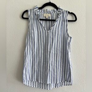 Cloth & Stone Womens Striped Ruffled V-Neck XS